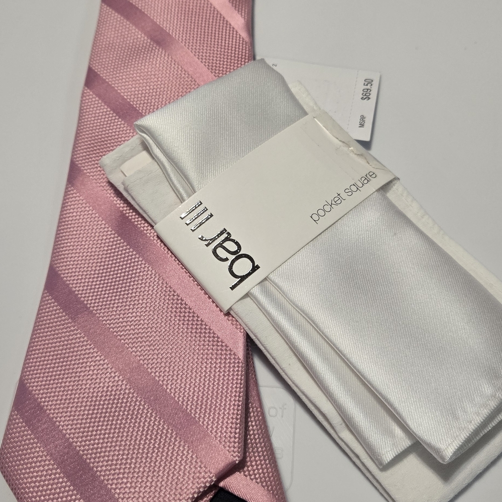 NWT Bar III White Pocket Square Set TOMMY HILFIGER TIE BUNDLE